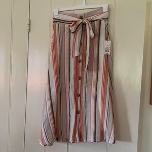 NWT striped midi skirt with buttons and tie - A New Day size M